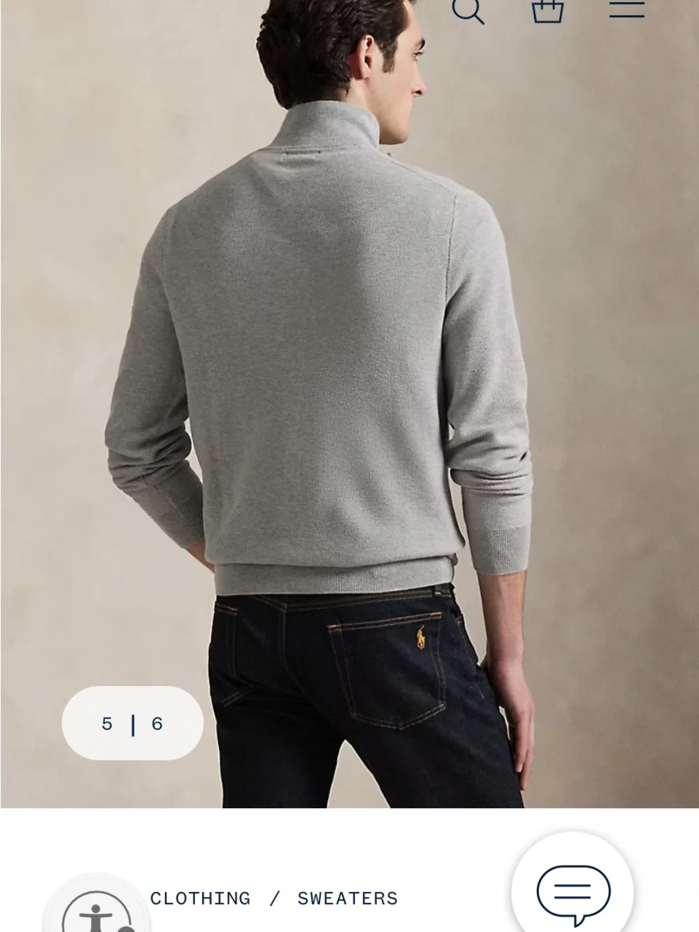 Polo by Ralph Lauren Light Gray Quarter-Zip Sweater